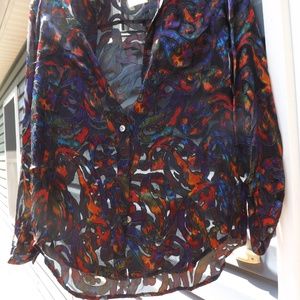 NWT Chico's Designs rainbow burnout button up top